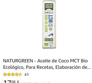 Botella de cristal de aceite de coco MCT de NATURGREEN