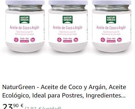 3 Tarros de cristal con aceite de coco y argán de NATURGREEN