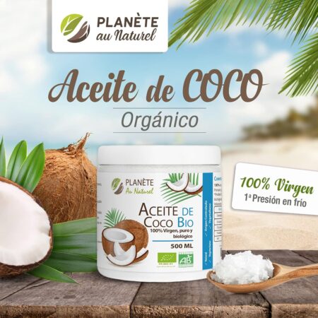 DESCRIPCION EN LA ETIQUETA Aceite de Coco Virgen Orgánico 500 ml - PRENSADO EN FRIO
