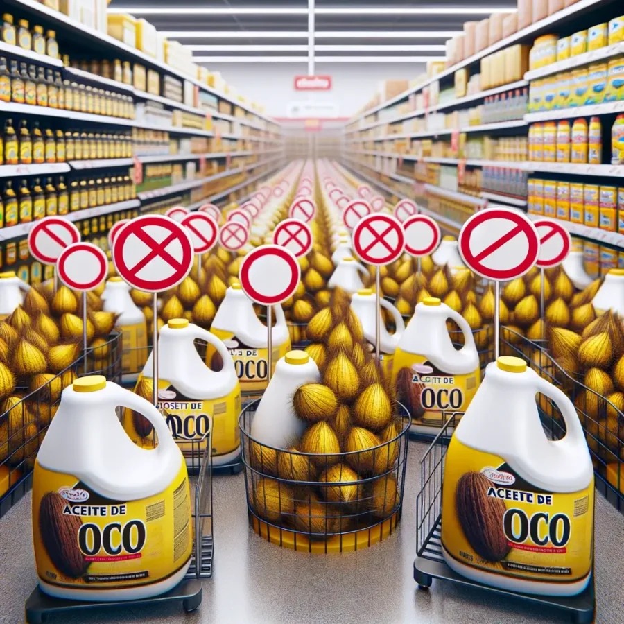 aceite de coco en un supermercado prohibido